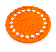 Handcrafted Orange Cotton Yarn Crochet Doily Coaster